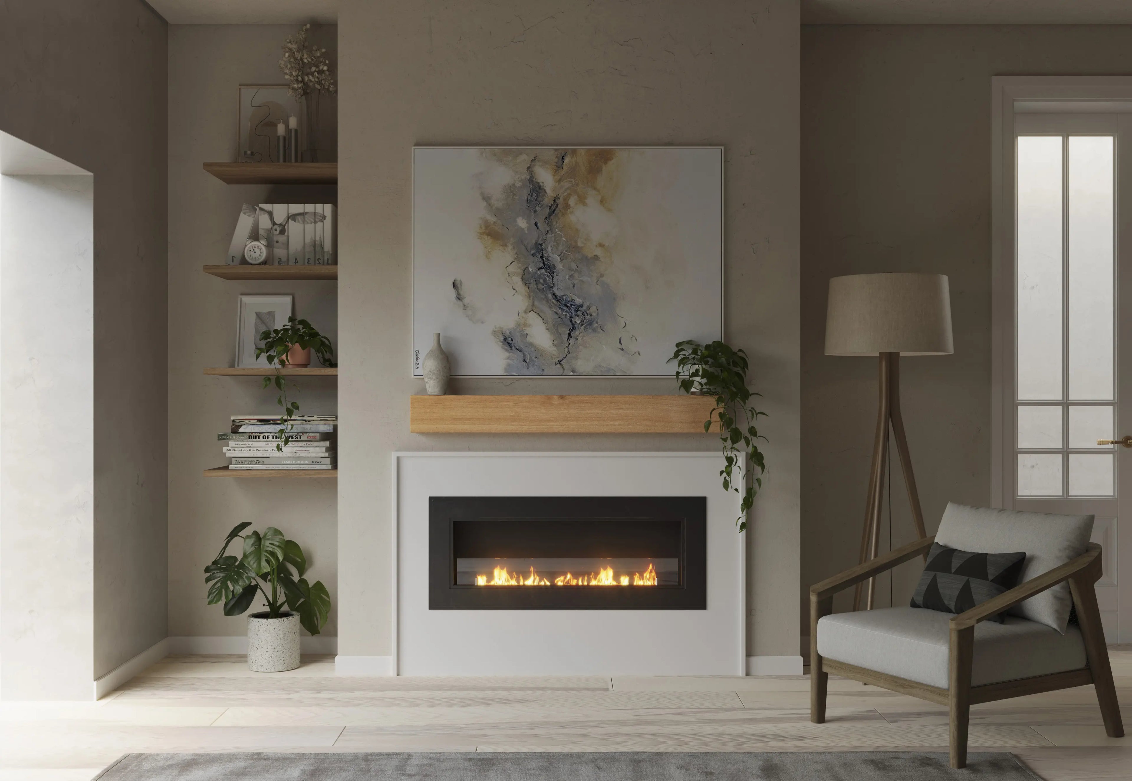 The Contemporary Clean Lined Natural Oak Fireplace Beam