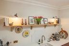 Warm Solid Oak Shelf With Wood Brackets