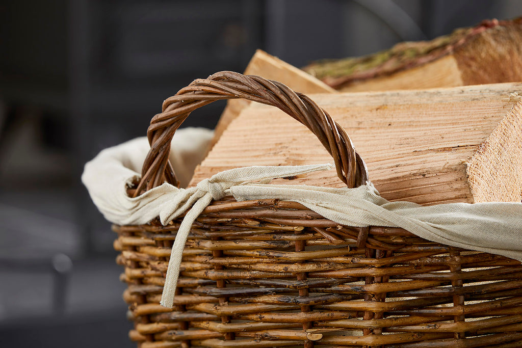 Wicker Logs Basket with Removable liner