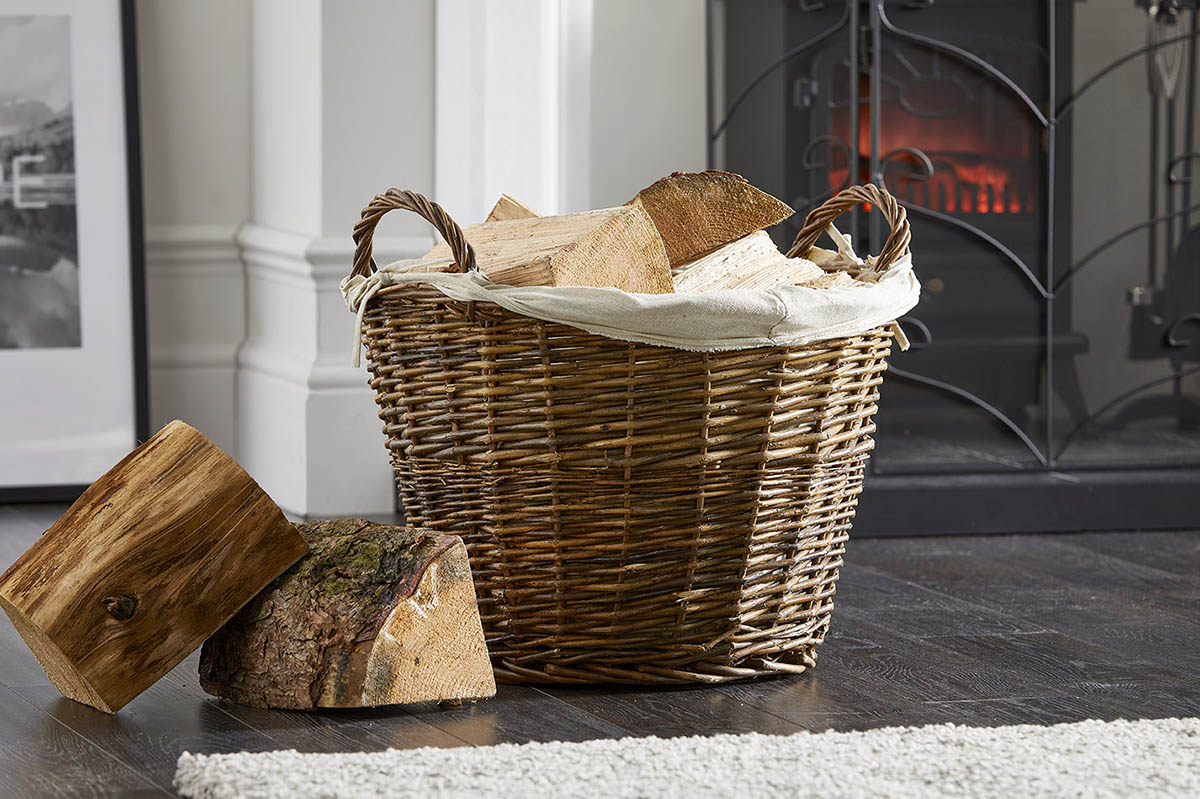 Wicker Logs Basket with Removable liner