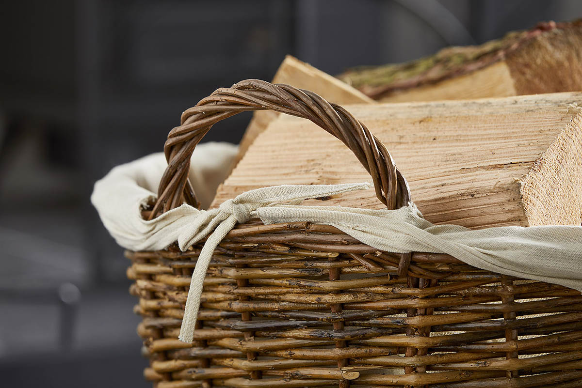 Wicker Logs Basket with Removable liner