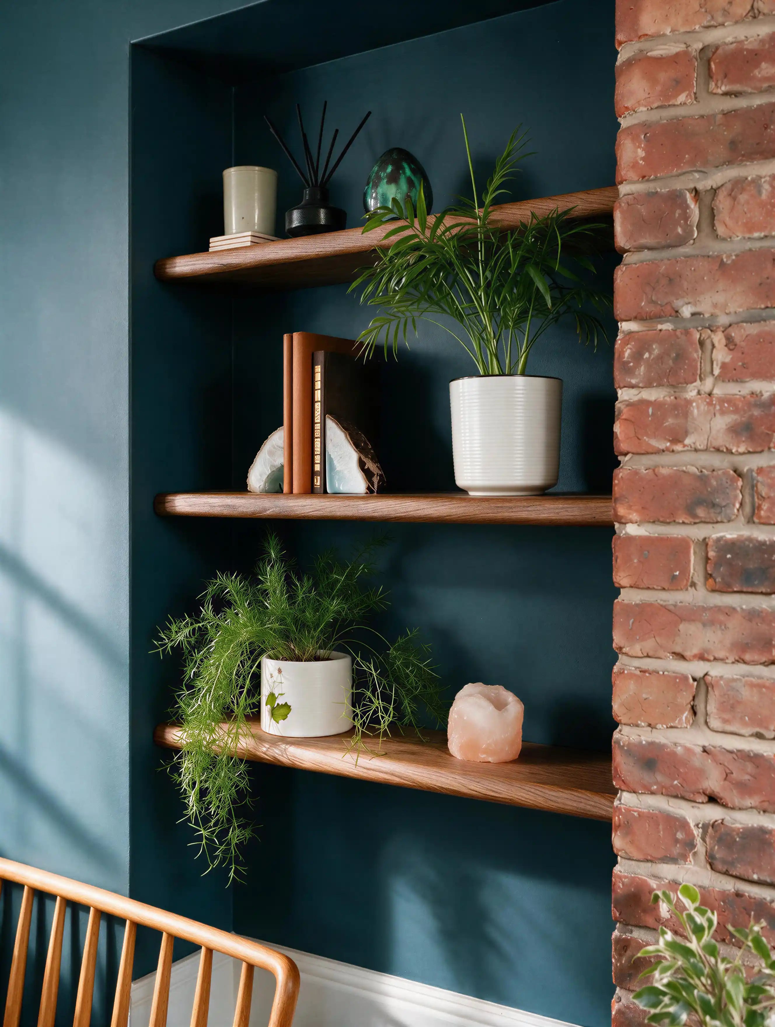Country Cottage Style Dark Oak Alcove Shelves