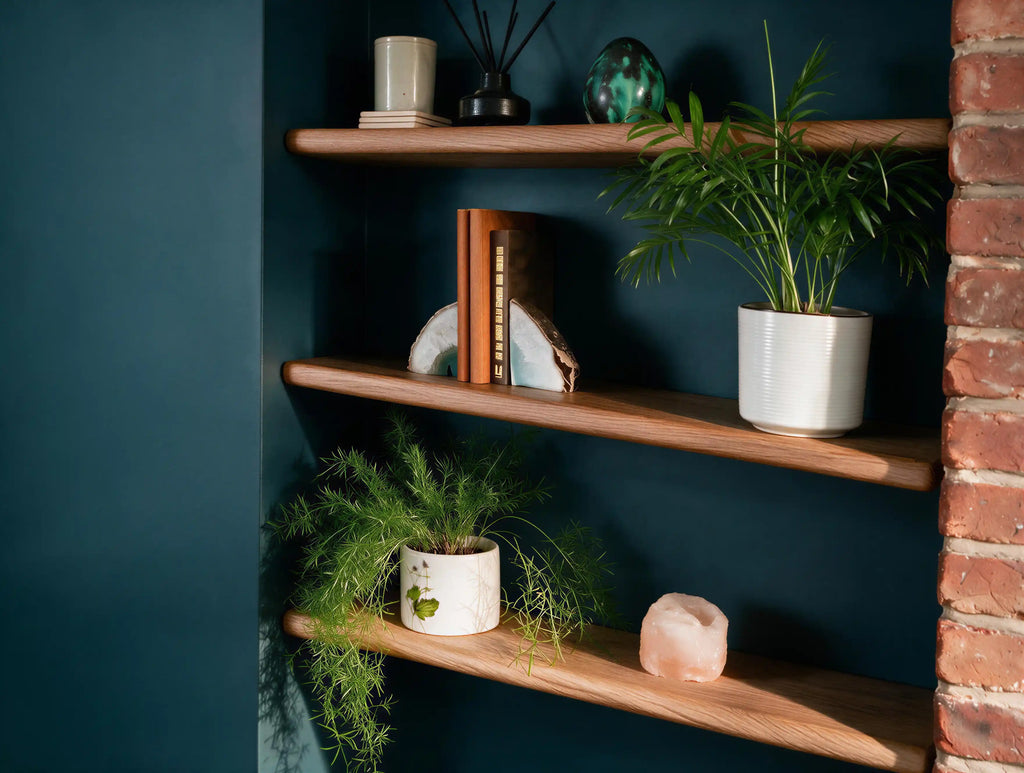 Country Cottage Style Dark Oak Alcove Shelves