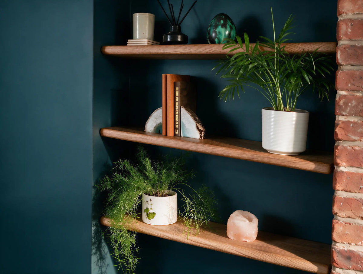 Country Cottage Style Dark Oak Alcove Shelves