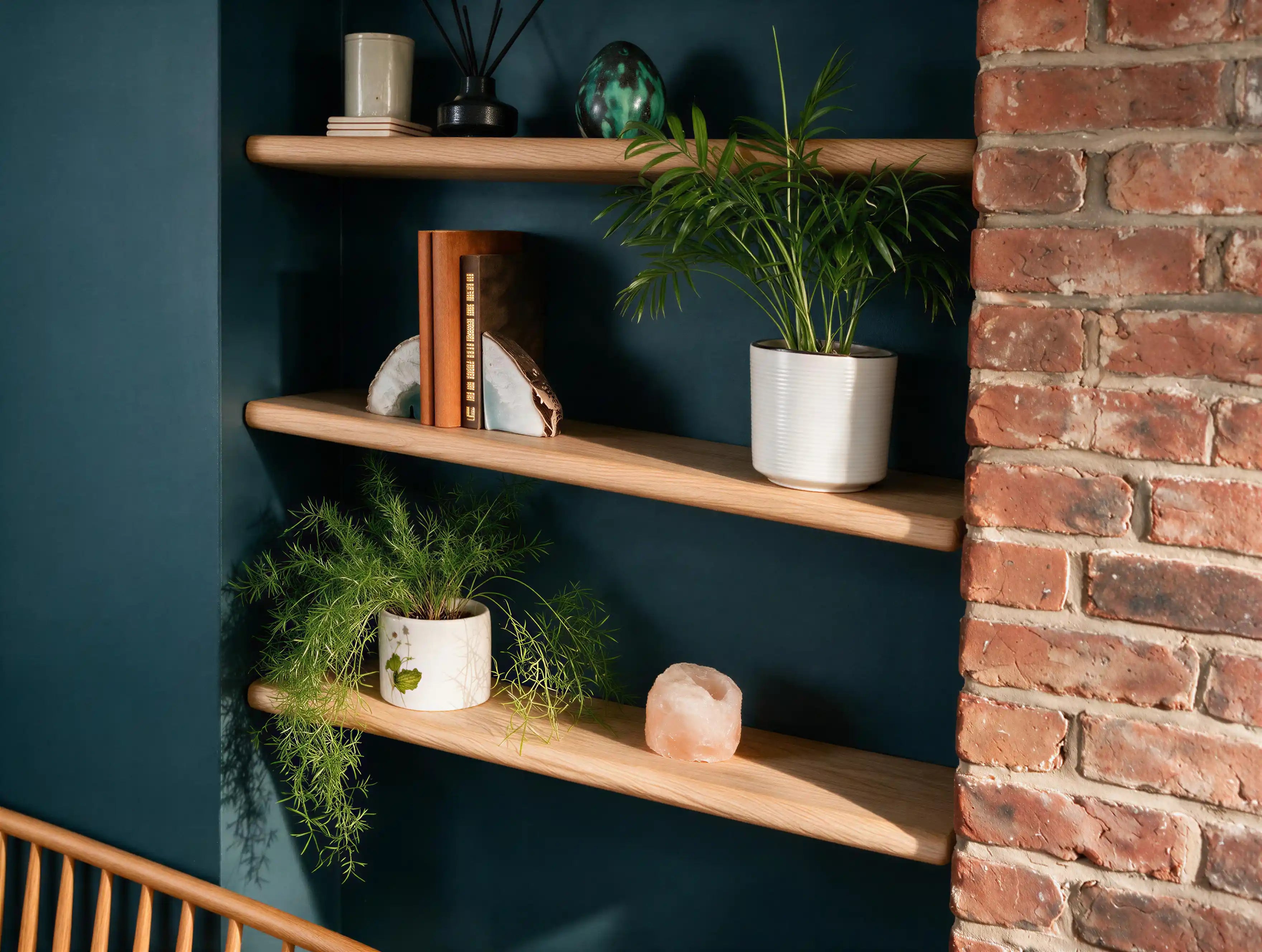 Country Cottage Style Natural Oak Alcove Shelves