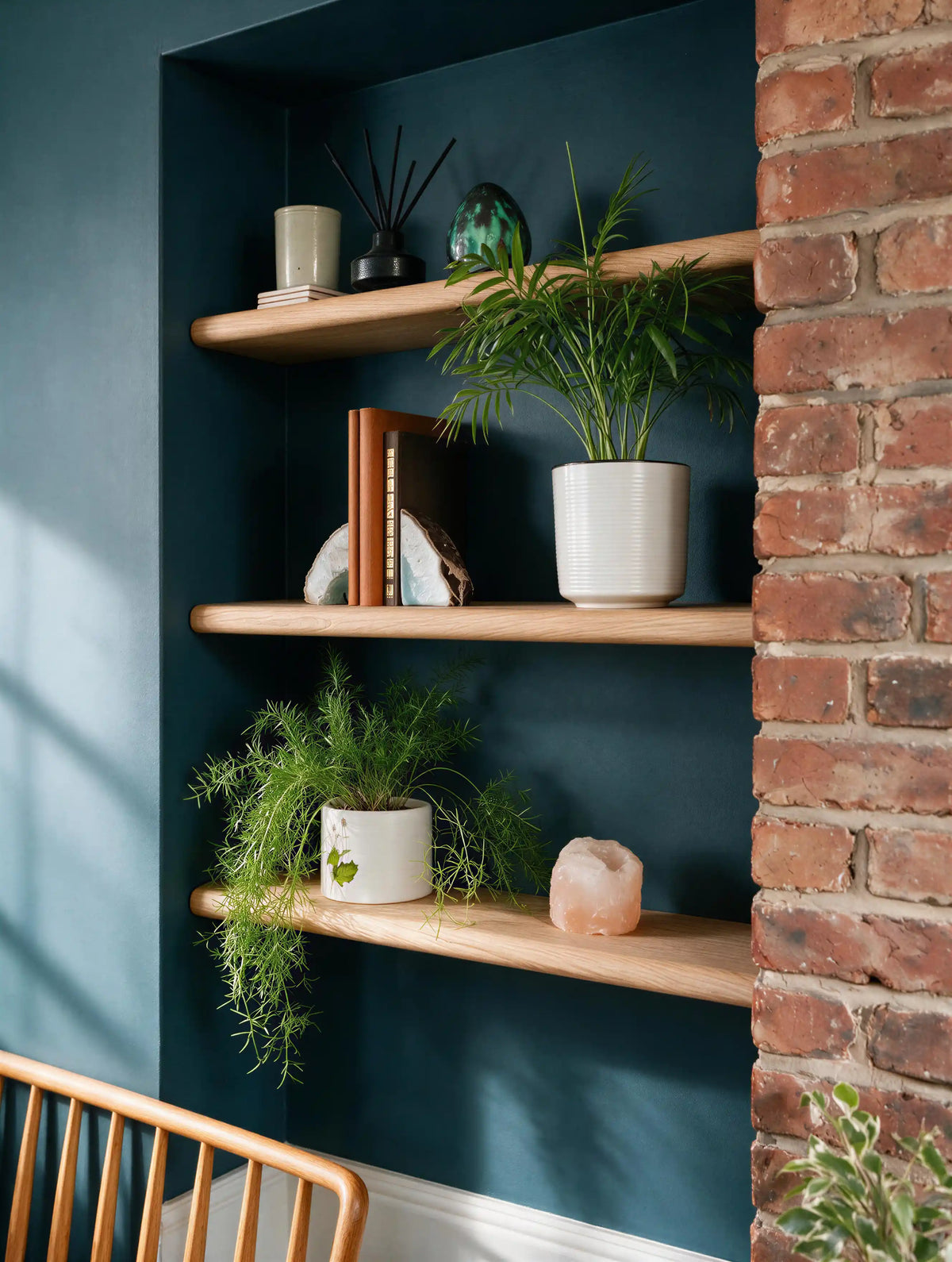 Country Cottage Style Natural Oak Alcove Shelves