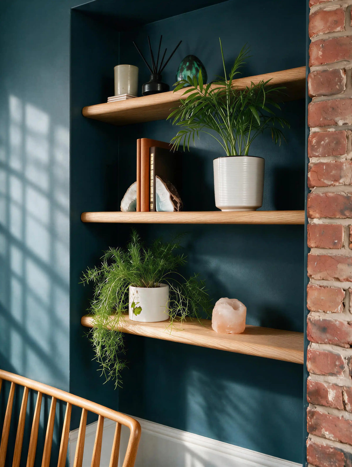 Country Cottage Style Natural Oak Alcove Shelves