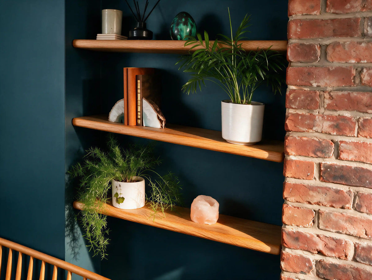 Country Cottage Style Warm Oak Alcove Shelves