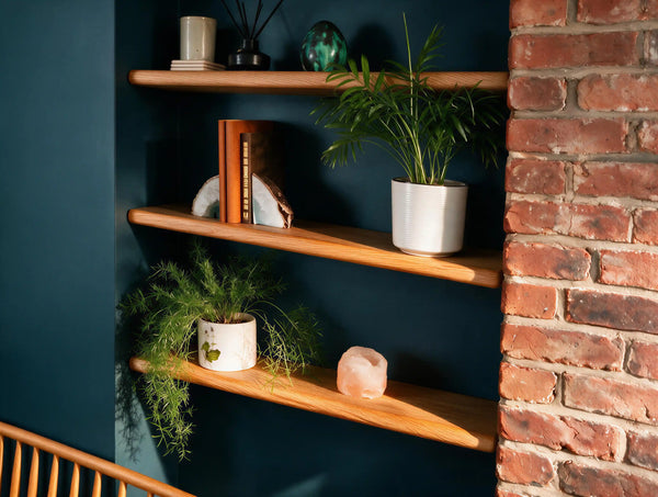 Country Cottage Style Warm Oak Alcove Shelves