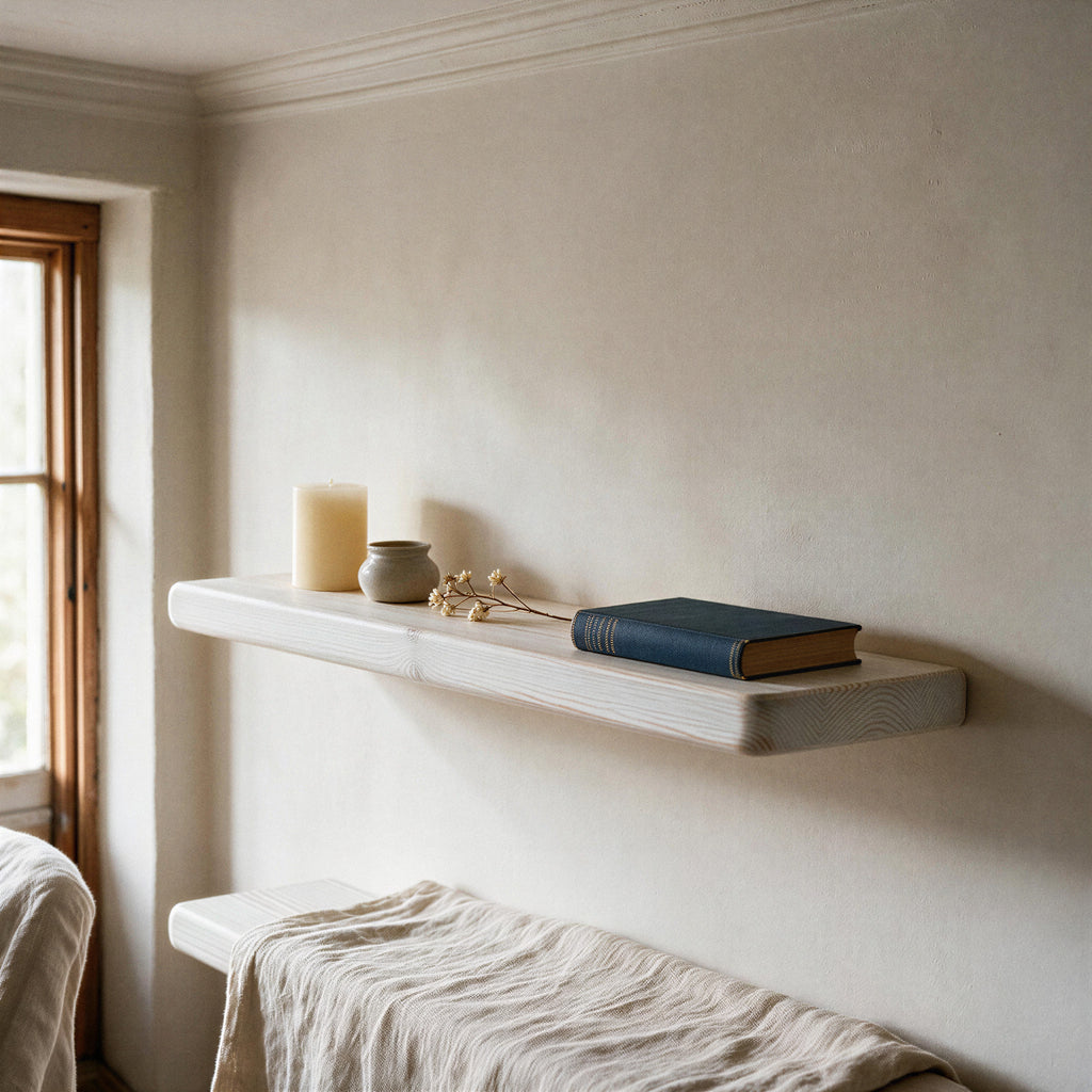 Country Cottage Style White Pine Floating Shelf
