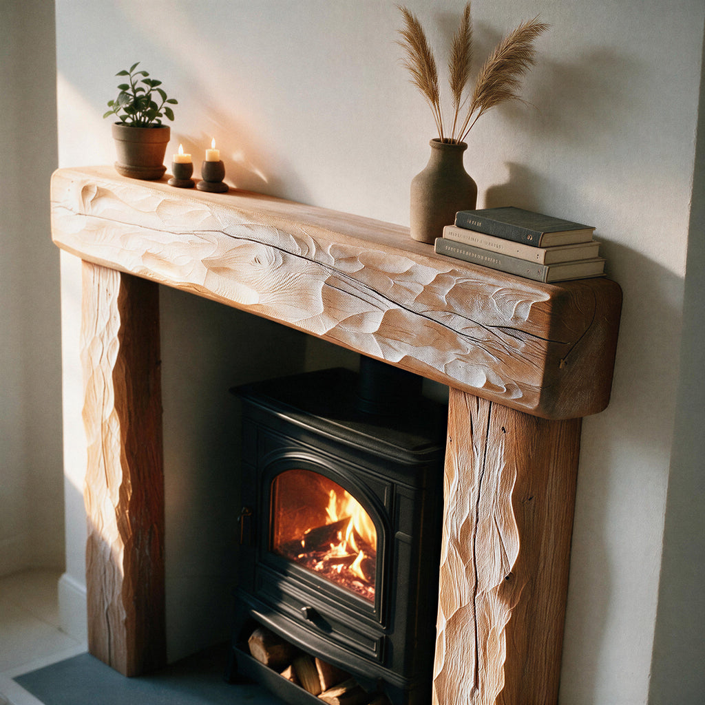 Rustic Limed Oak Fireplace Surround - view 4