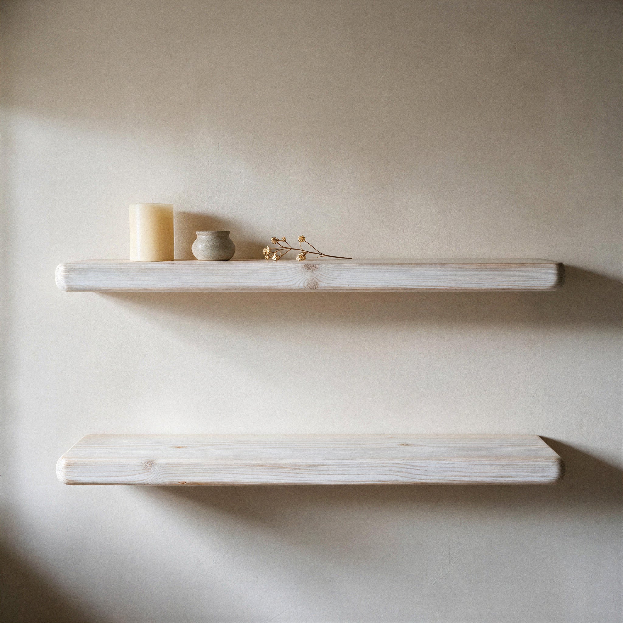 Country Cottage Style White Pine Floating Shelf