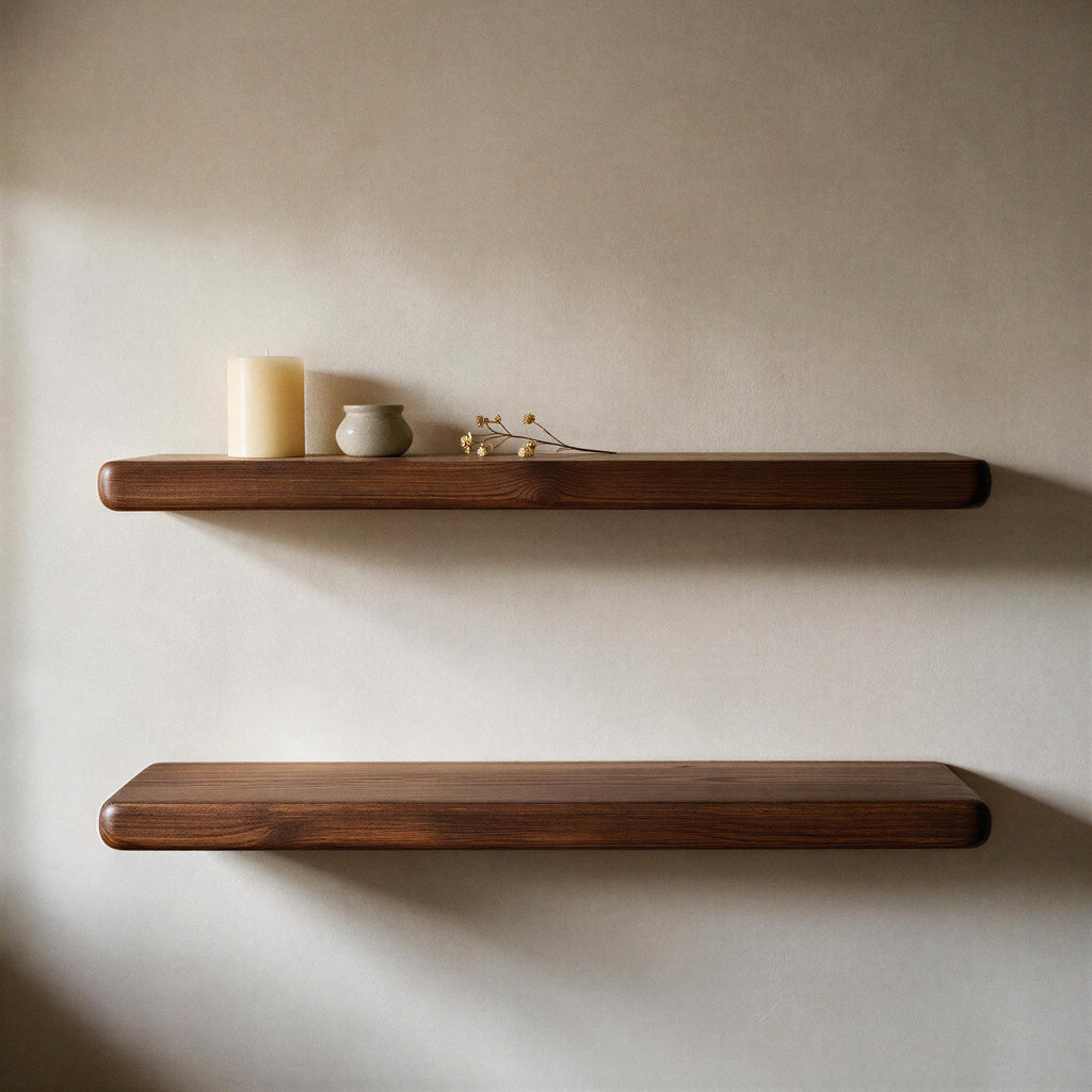 Country Cottage Style Dark Pine Floating Shelf