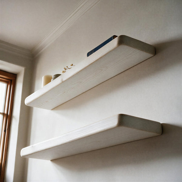 Country Cottage Style White Pine Floating Shelf