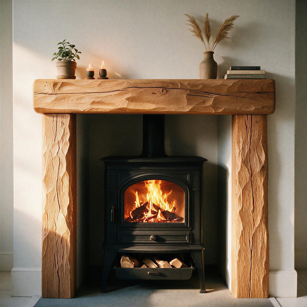 Rustic Natural Oak Fireplace Surround - view 7