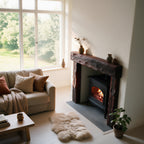 Rustic Dark Oak Fireplace Surround - 3/4 detail angle