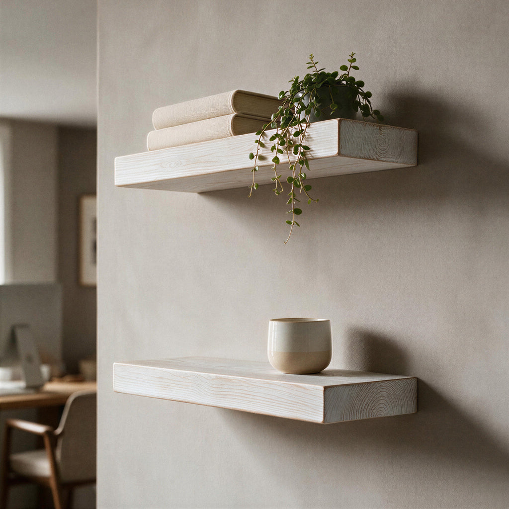 Contemporary Style White Pine Floating Shelf