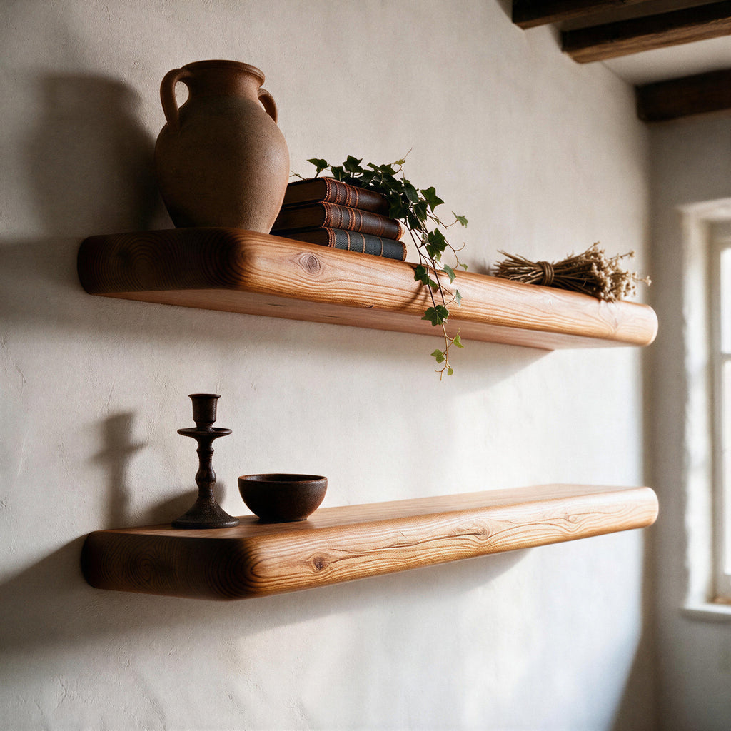 Rustic Style Warm Pine Floating Shelf