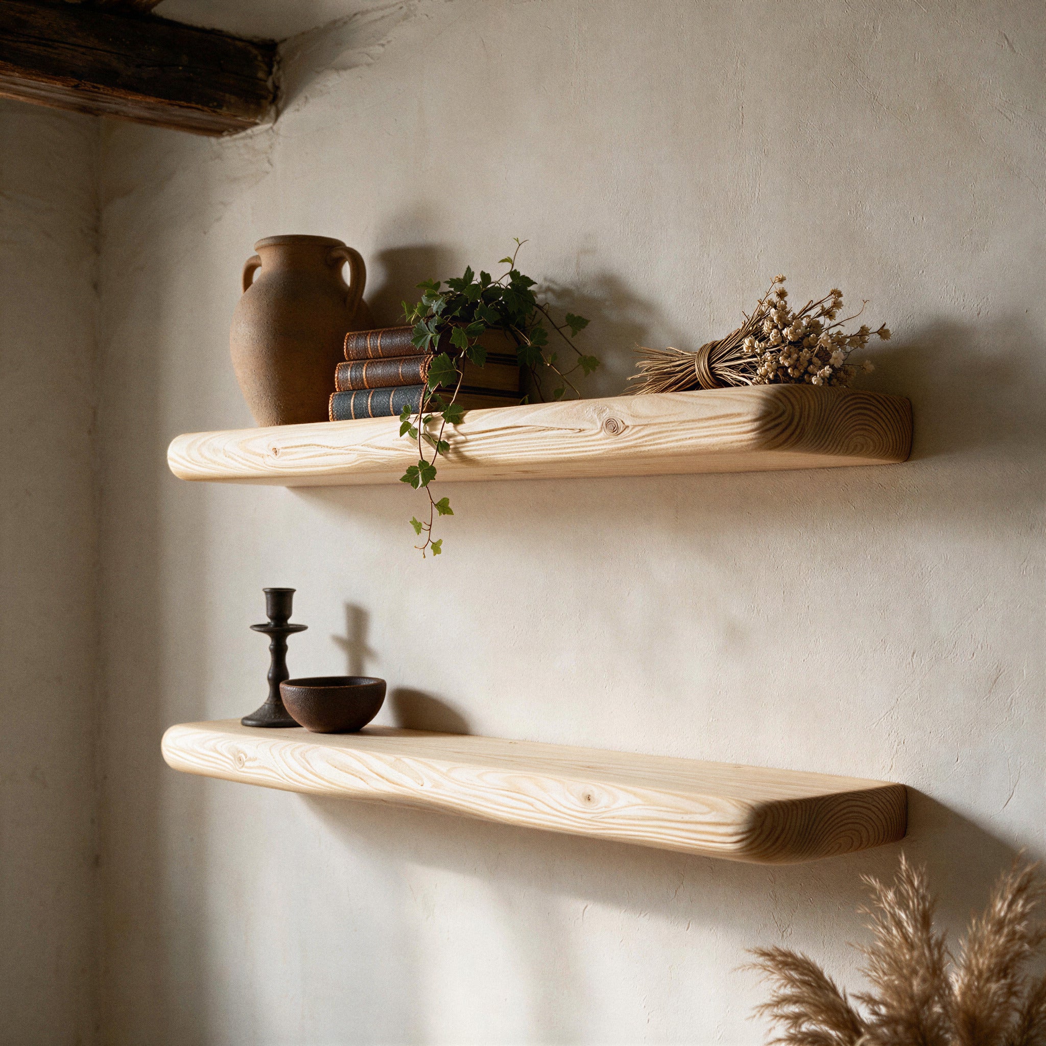Rustic Style Natural Pine Floating Shelf