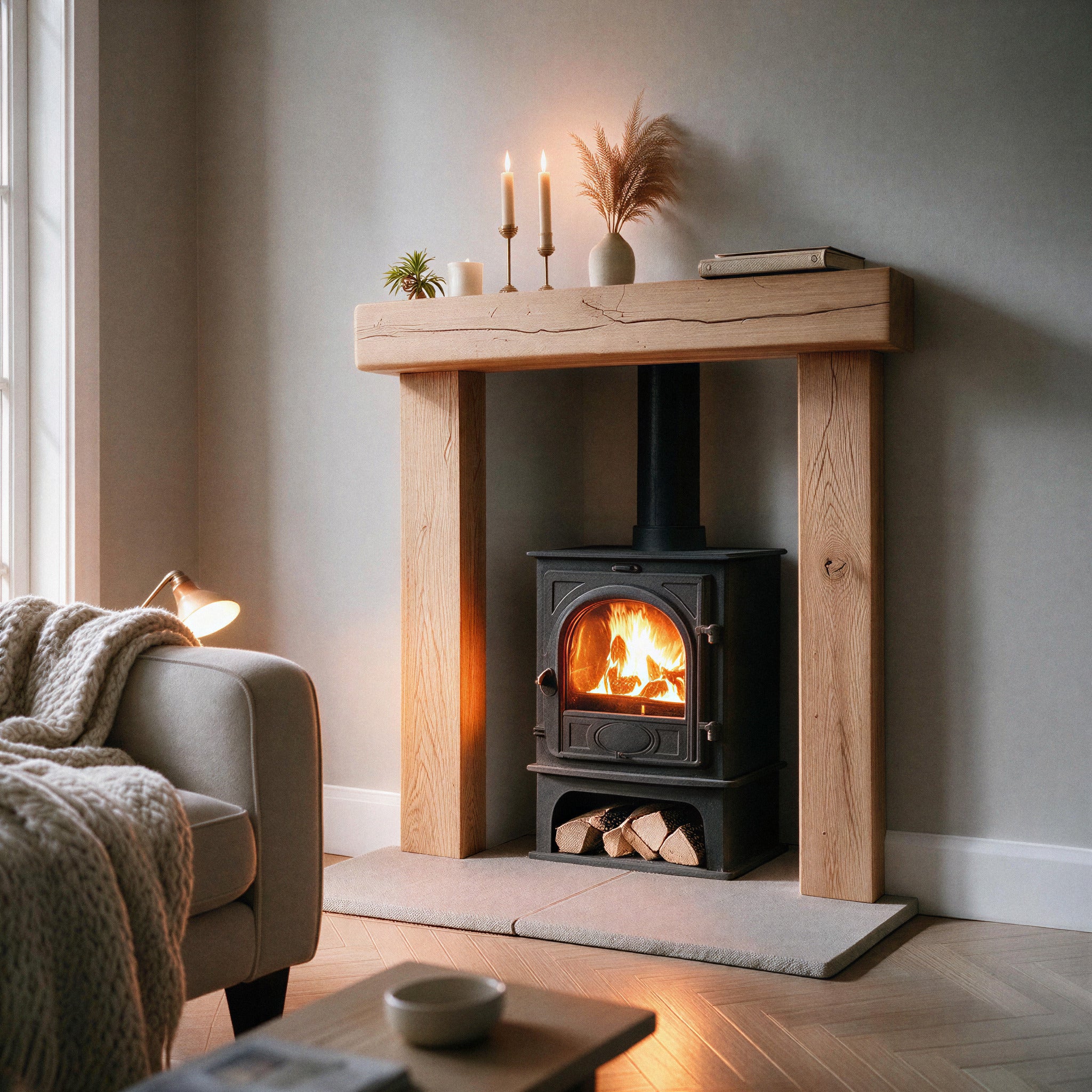 Country Cottage Natural Oak Fireplace Surround - view 2