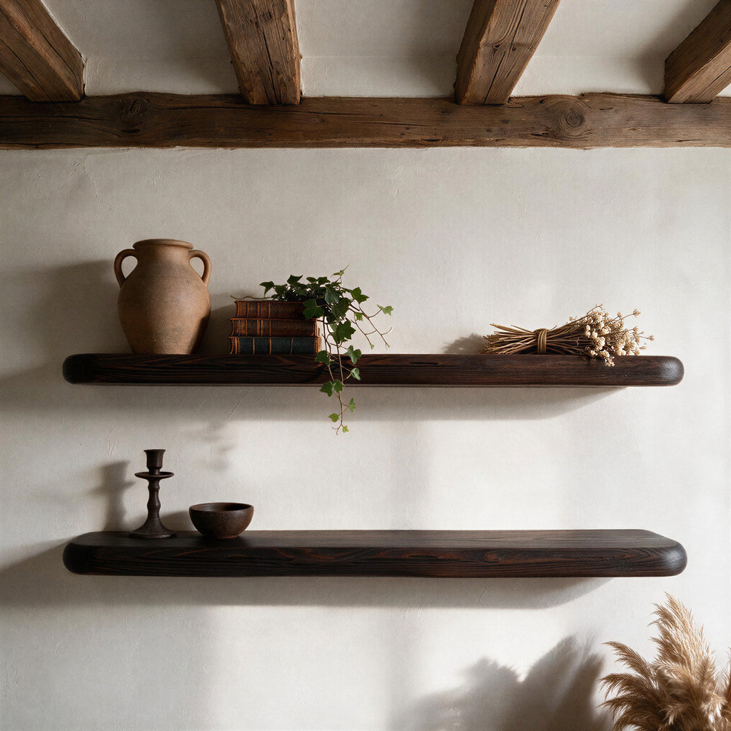 Rustic Style Dark Pine Floating Shelf