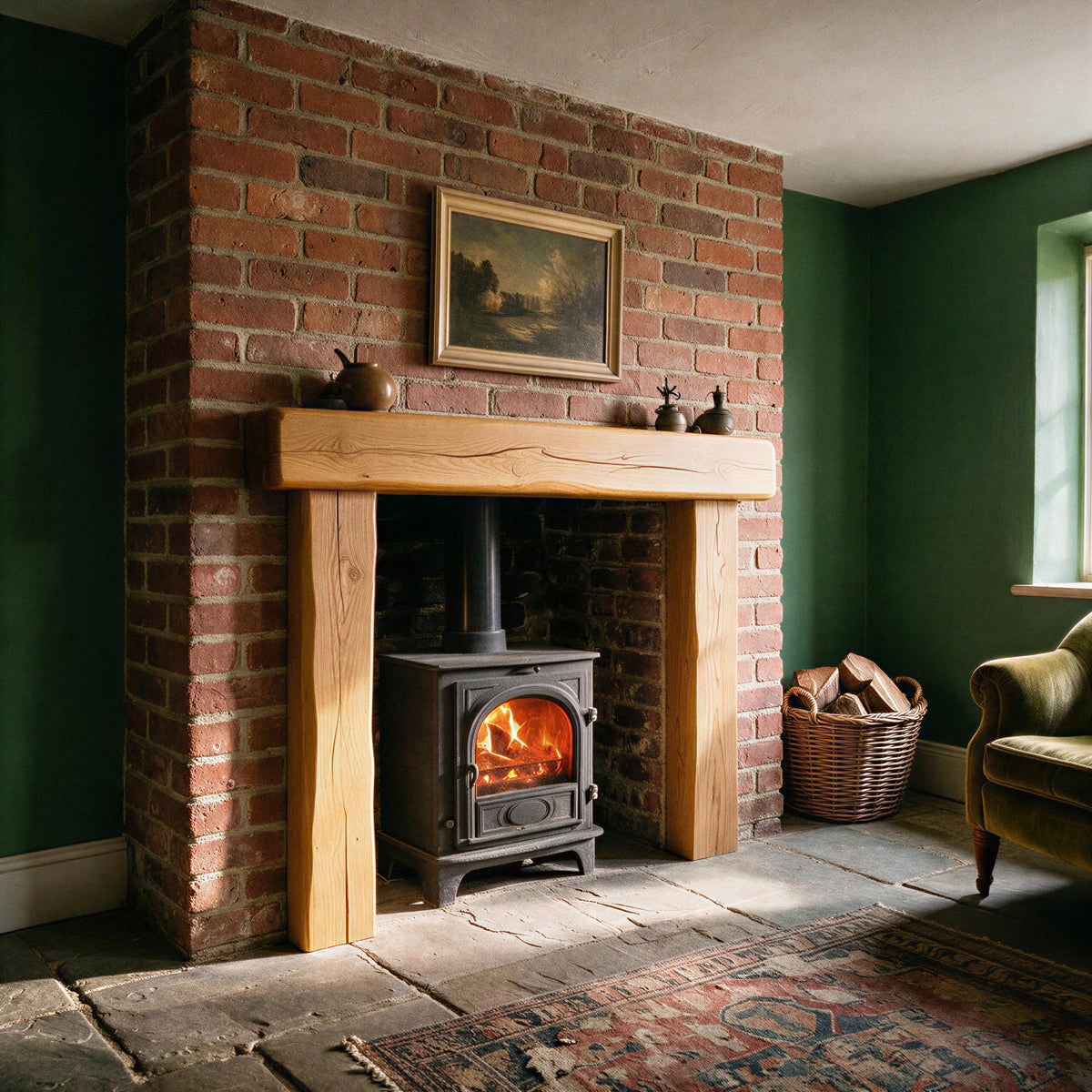 Farmhouse Warm Oak Fireplace Surround - view 3