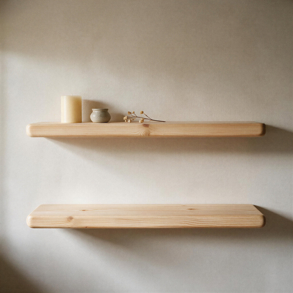 Country Cottage Style Natural Pine Floating Shelf