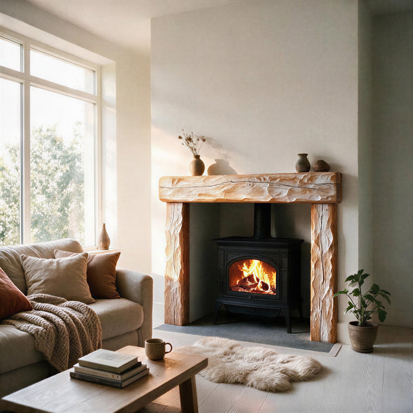 Rustic Limed Oak Fireplace Surround - view 1