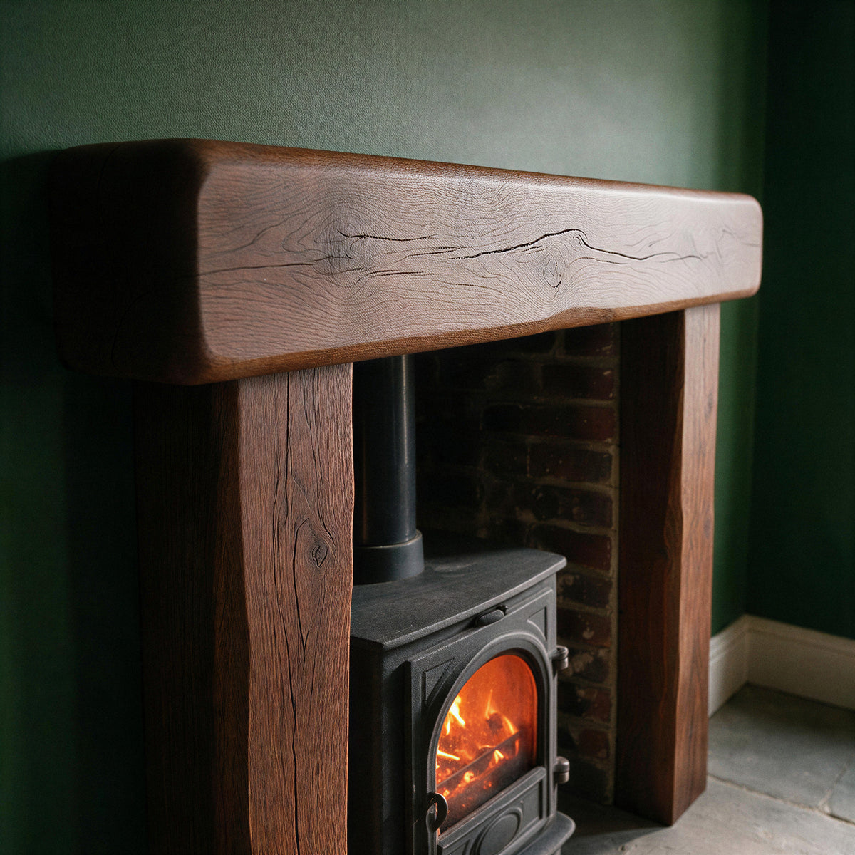 Farmhouse Dark Oak Fireplace Surround - view 3