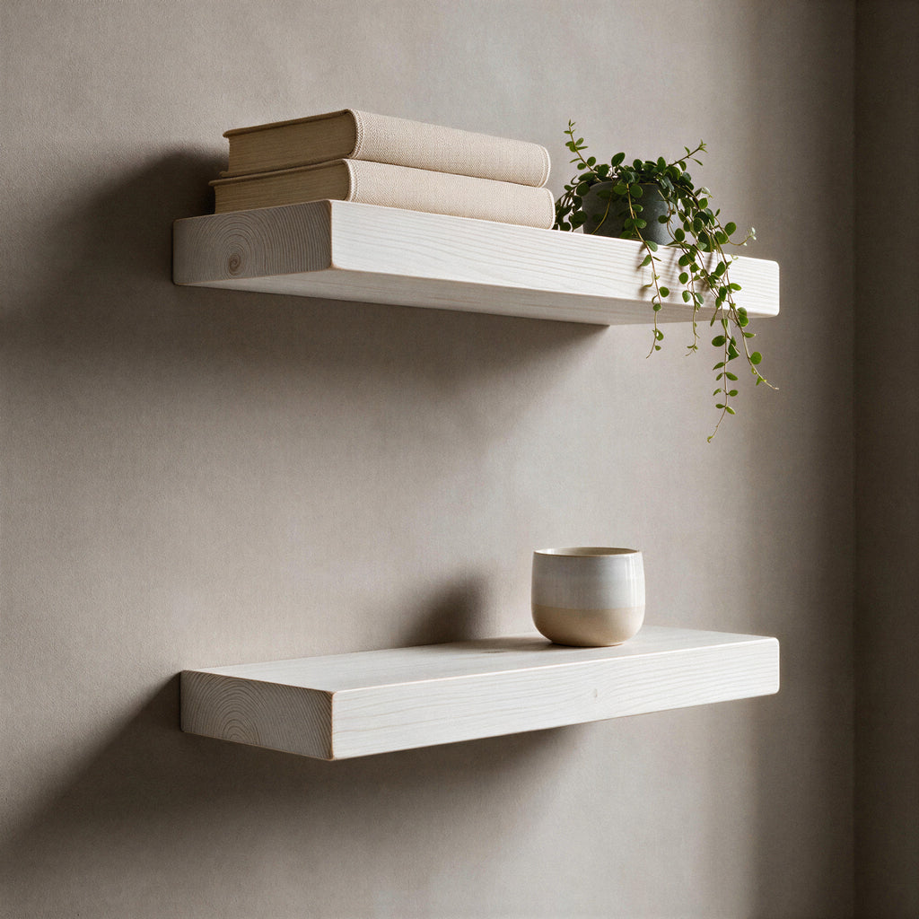 Contemporary Style White Pine Floating Shelf