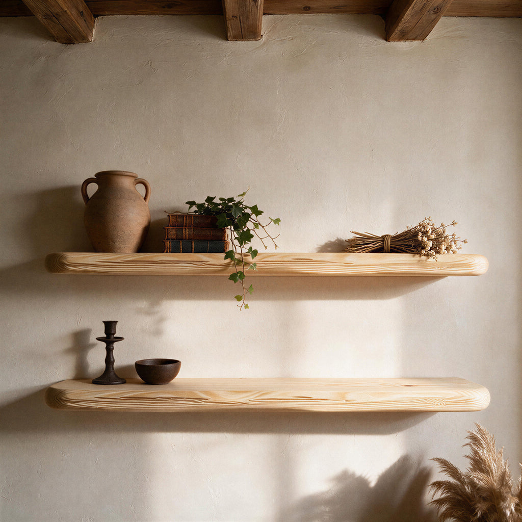 Rustic Style Natural Pine Floating Shelf