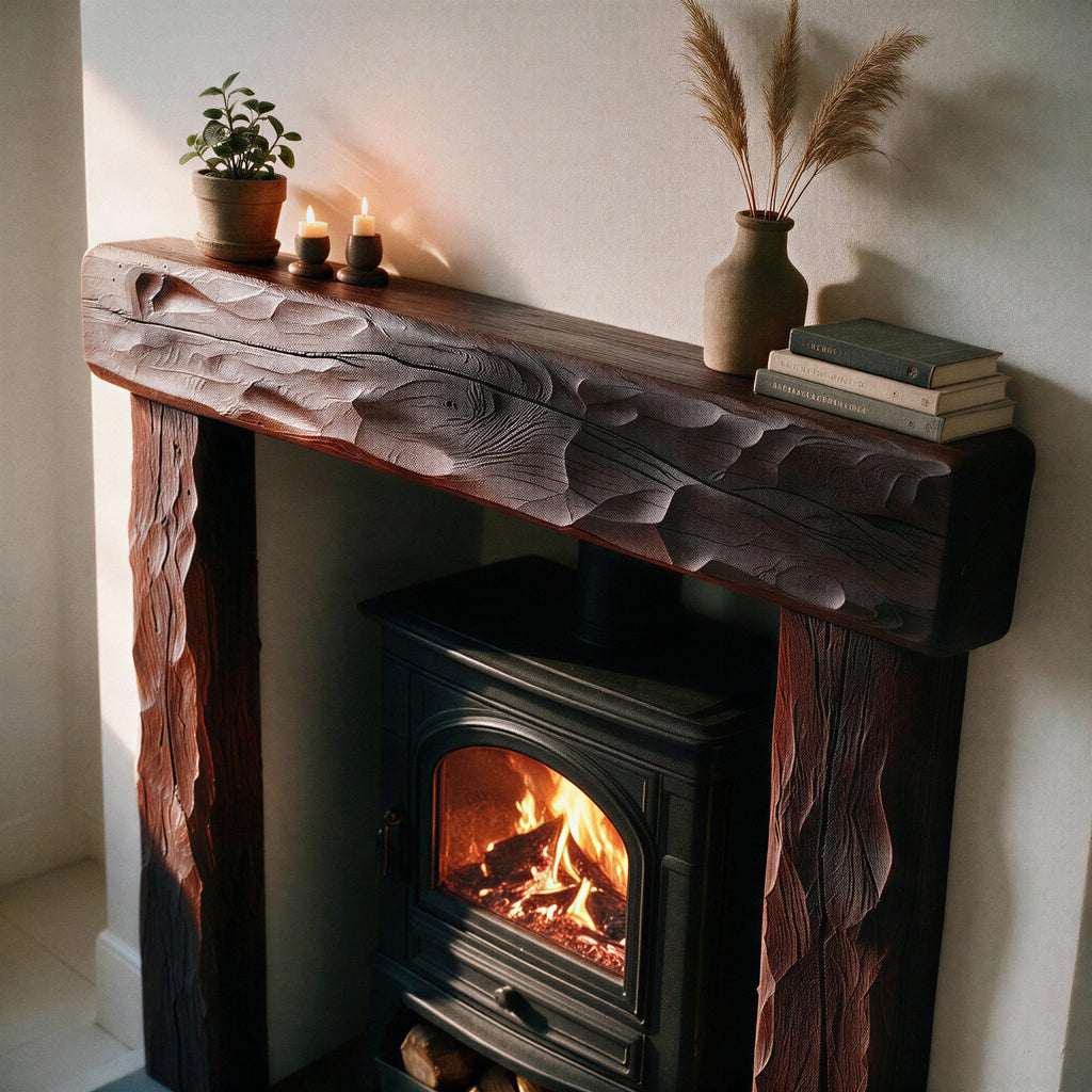 Rustic Dark Oak Fireplace Surround - view 5
