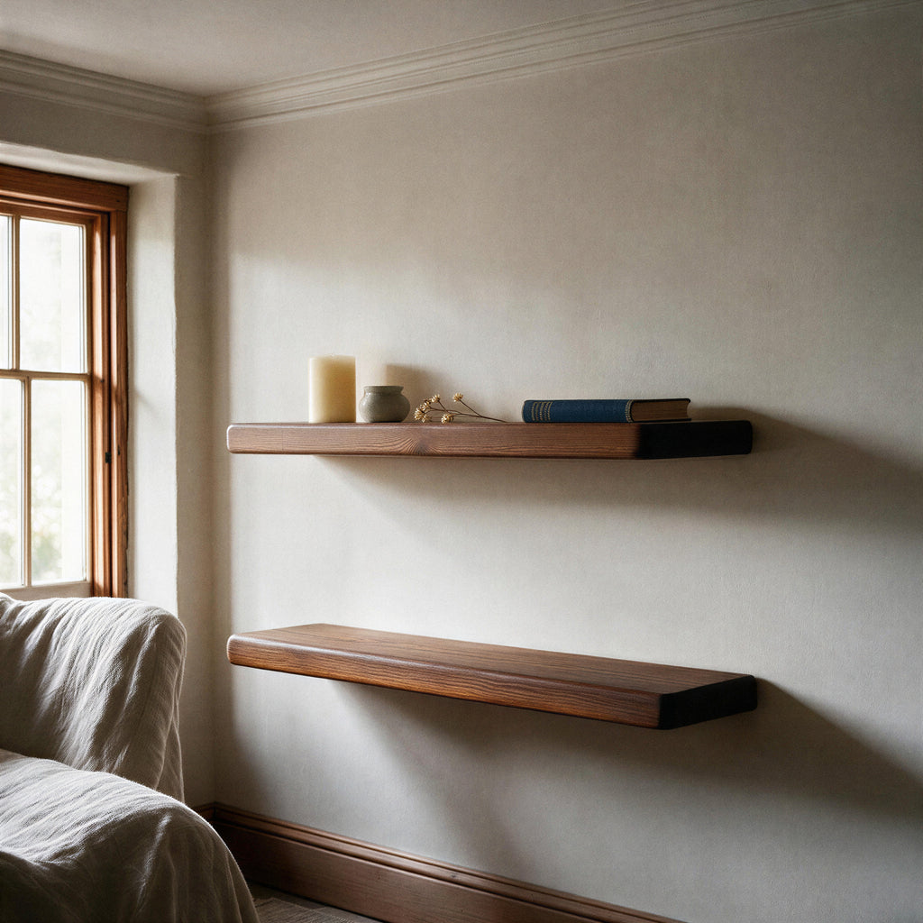 Country Cottage Style Dark Pine Floating Shelf