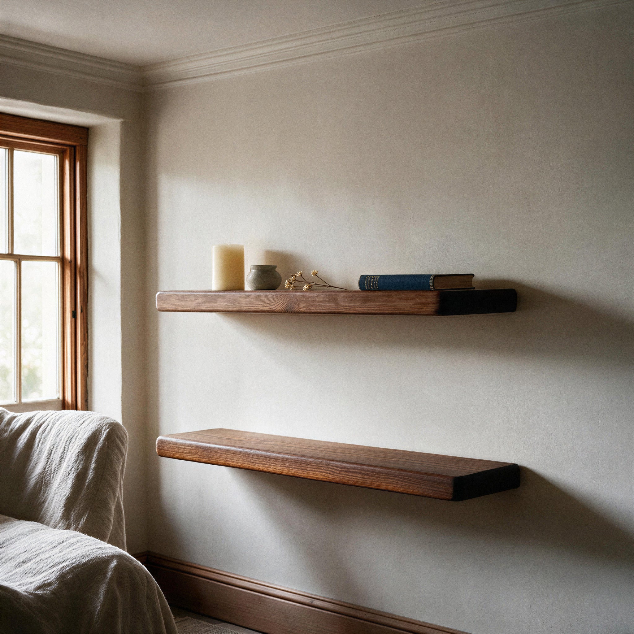 Country Cottage Style Dark Pine Floating Shelf