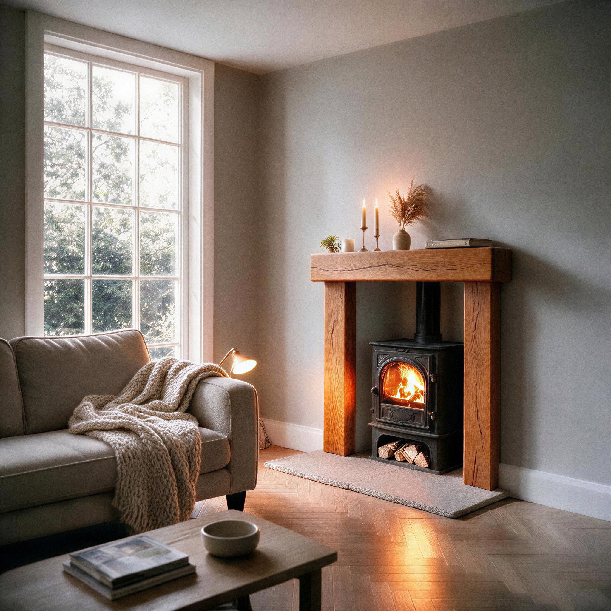 Country Cottage Warm Oak Fireplace Surround - view 2