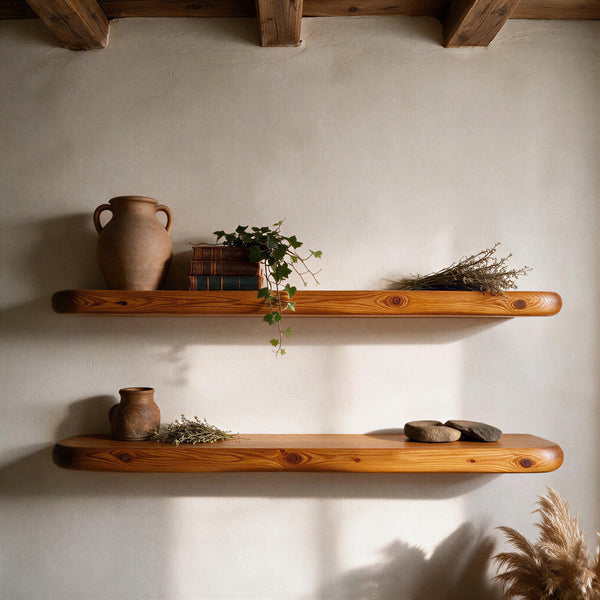 Rustic Style Warm Pine Floating Shelf