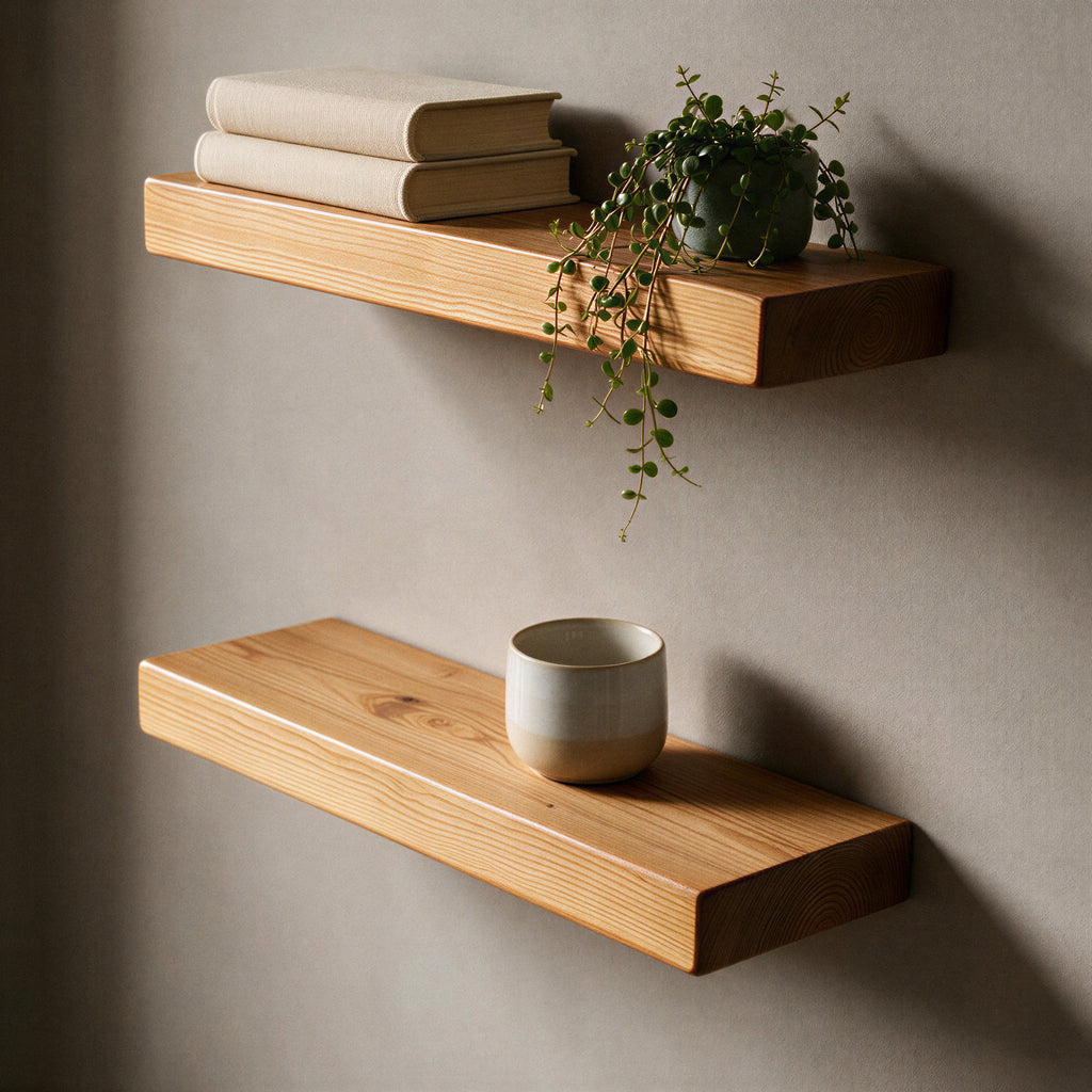 Contemporary Style Warm Pine Floating Shelf