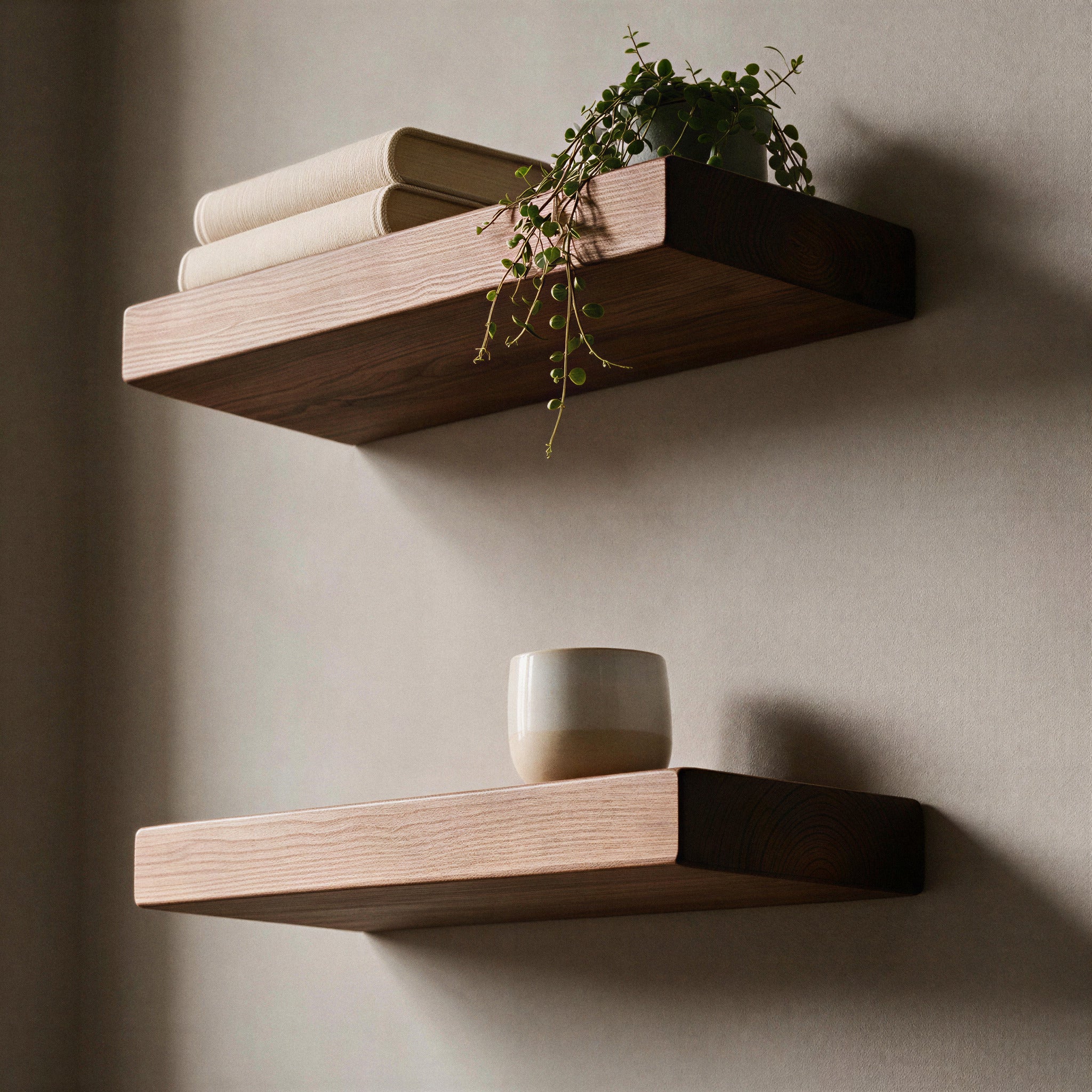 Contemporary Style Dark Pine Floating Shelf