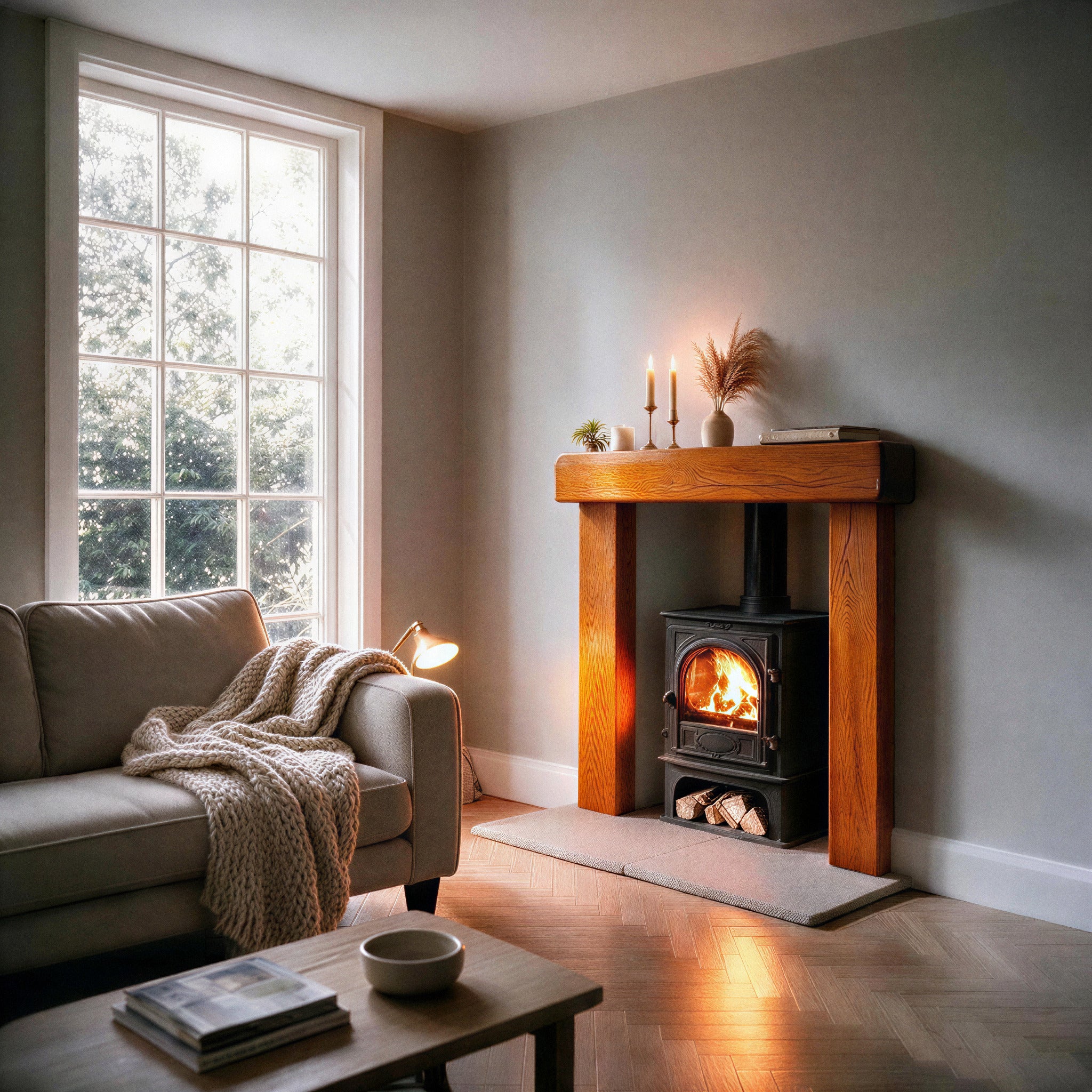 Country Cottage Warm Oak Fireplace Surround - view 1