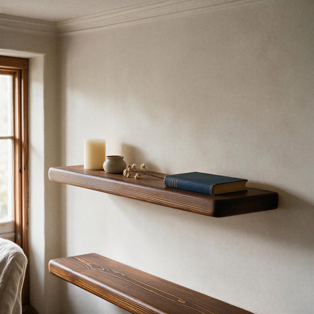 Country Cottage Style Dark Pine Floating Shelf