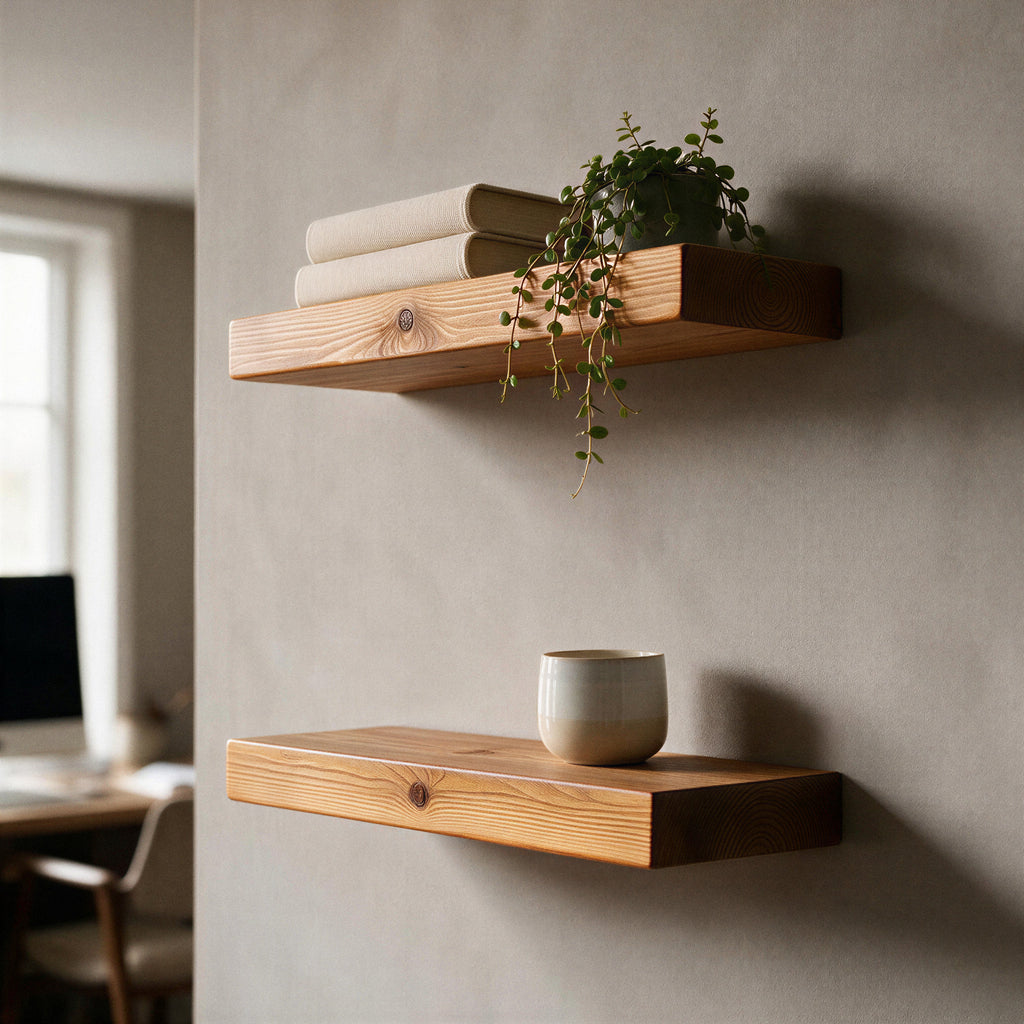 Contemporary Style Warm Pine Floating Shelf