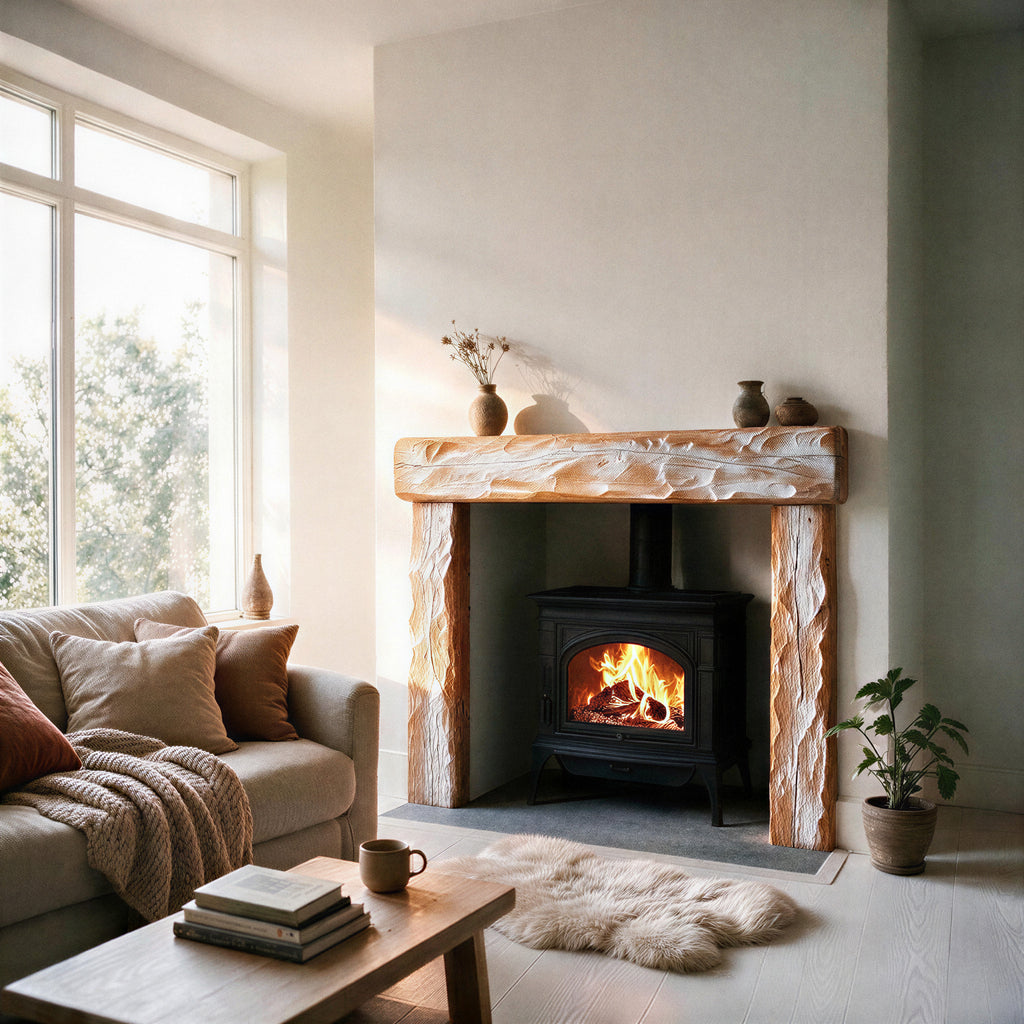 Rustic Limed Oak Fireplace Surround - view 2