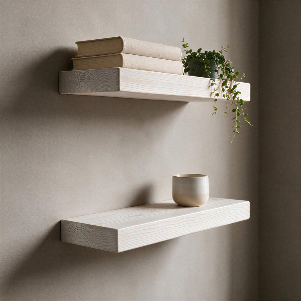 Contemporary Style White Pine Floating Shelf