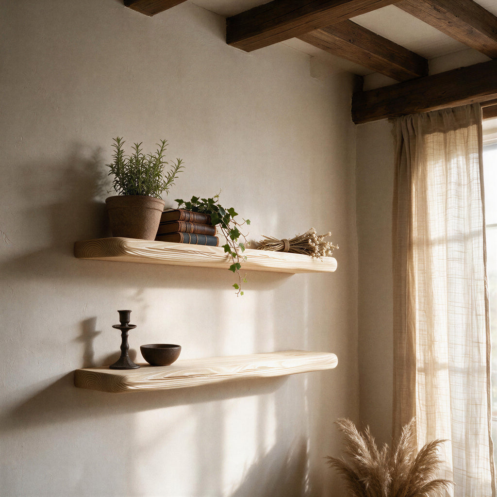 Rustic Style Natural Pine Floating Shelf
