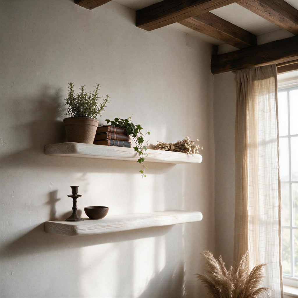 Rustic Style White Pine Floating Shelf