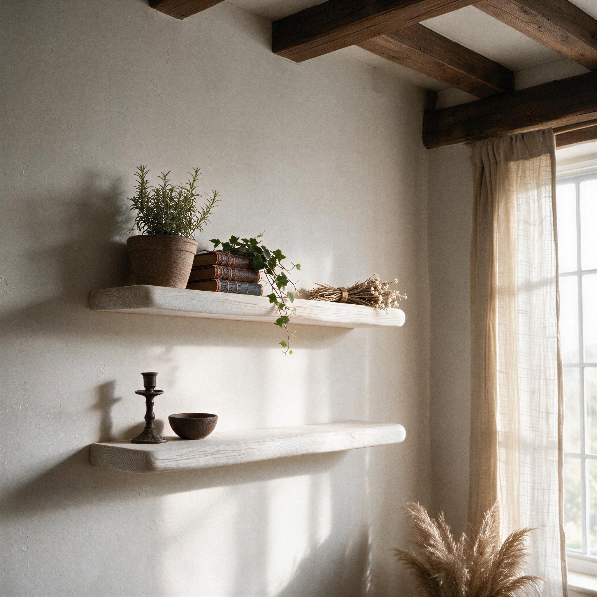 Rustic Style White Pine Floating Shelf
