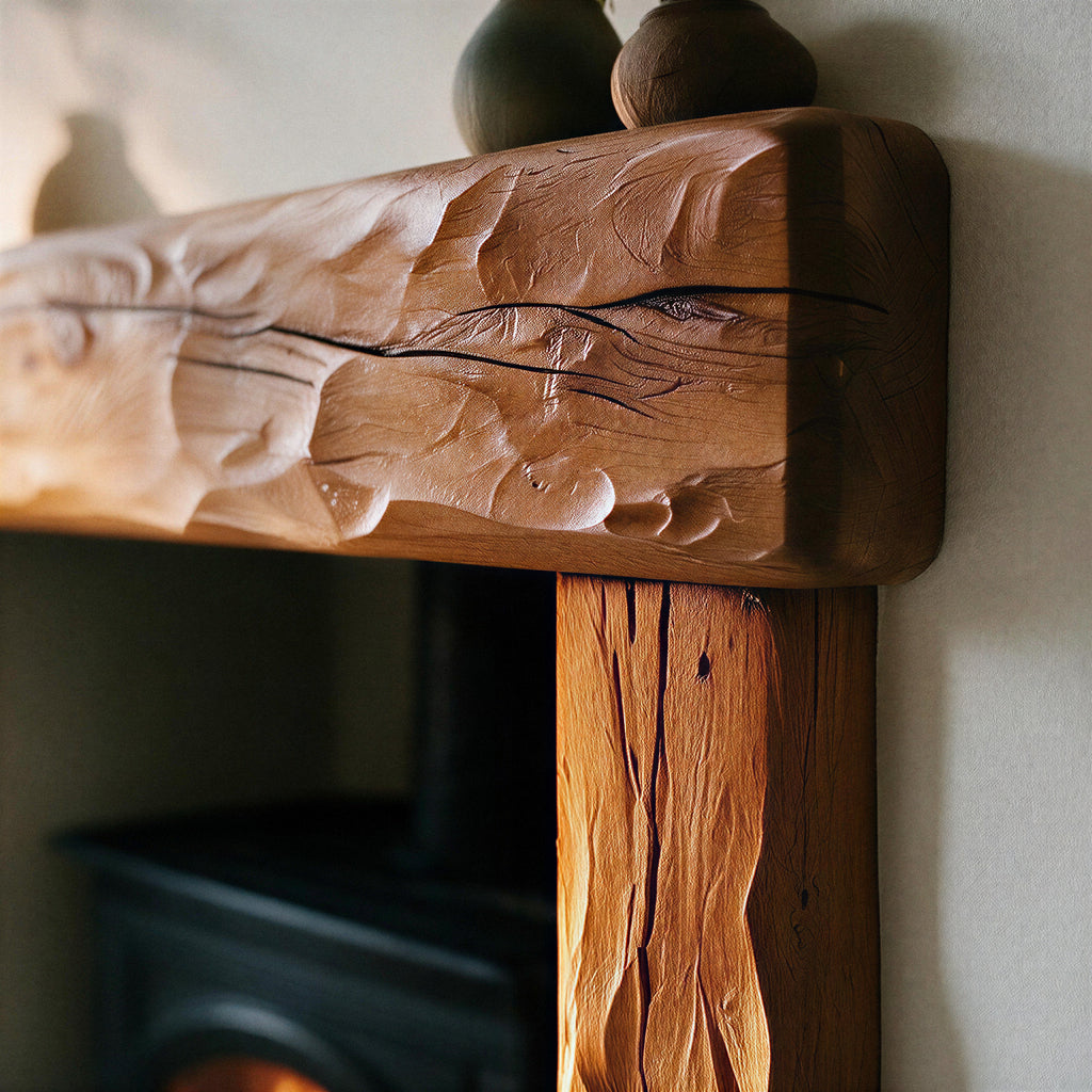 Rustic Warm Oak Fireplace Surround - view 2