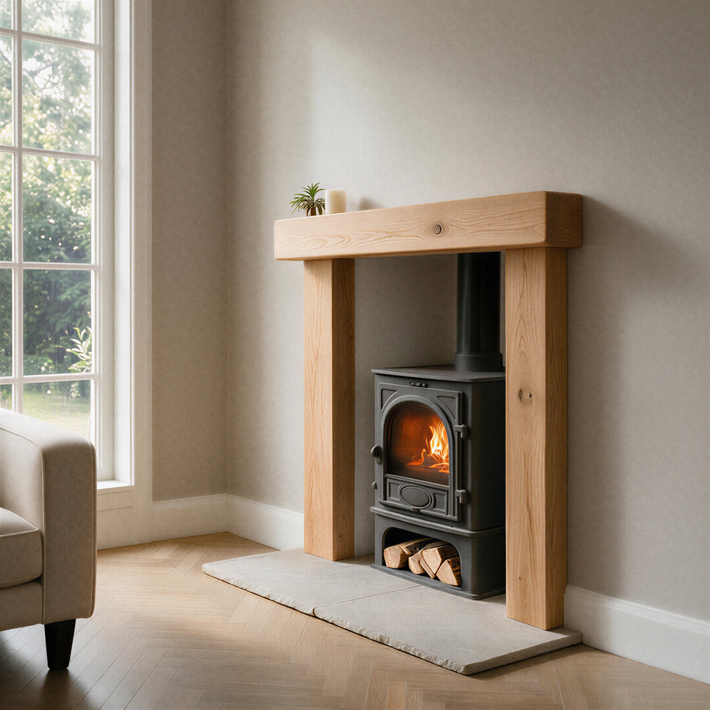 Country Cottage Natural Oak Fireplace Surround - 3/4 detail angle