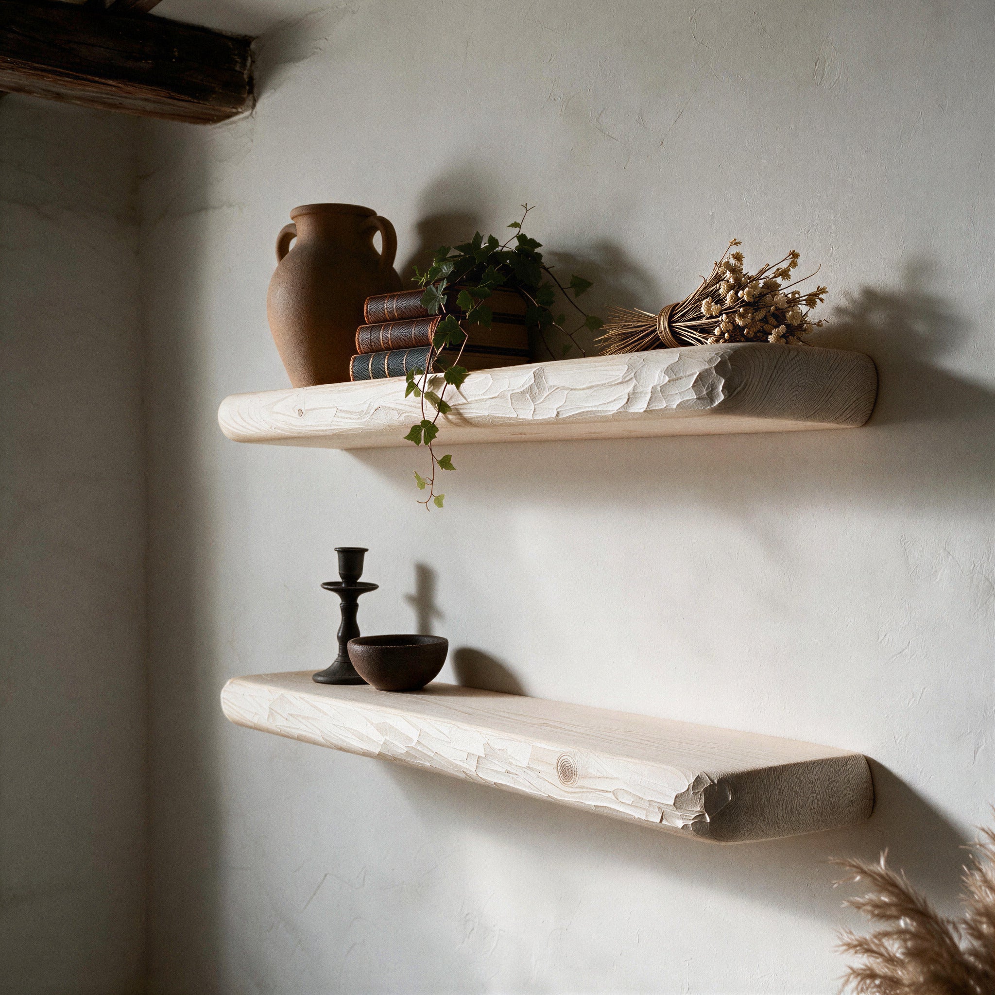 Rustic Style White Pine Floating Shelf