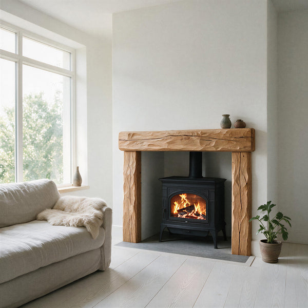 Rustic Natural Oak Fireplace Surround - view 1